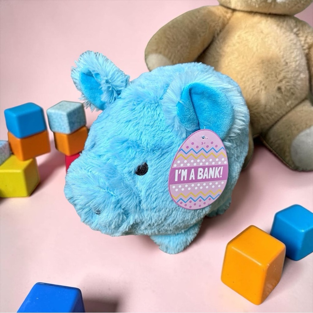 Blue Plush Children’s Jumbo Soft Toy Piggy Bank